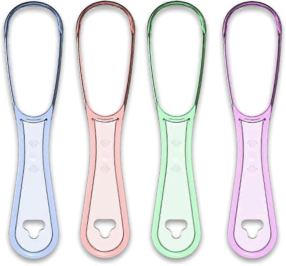 口臭を取り除くのに役立つ舌スクレーパー舌クリーナーブラシ、口を健康で清潔に保つためのフードスクレーパー(ピンク+パープル+ブルー+グリーン4個
