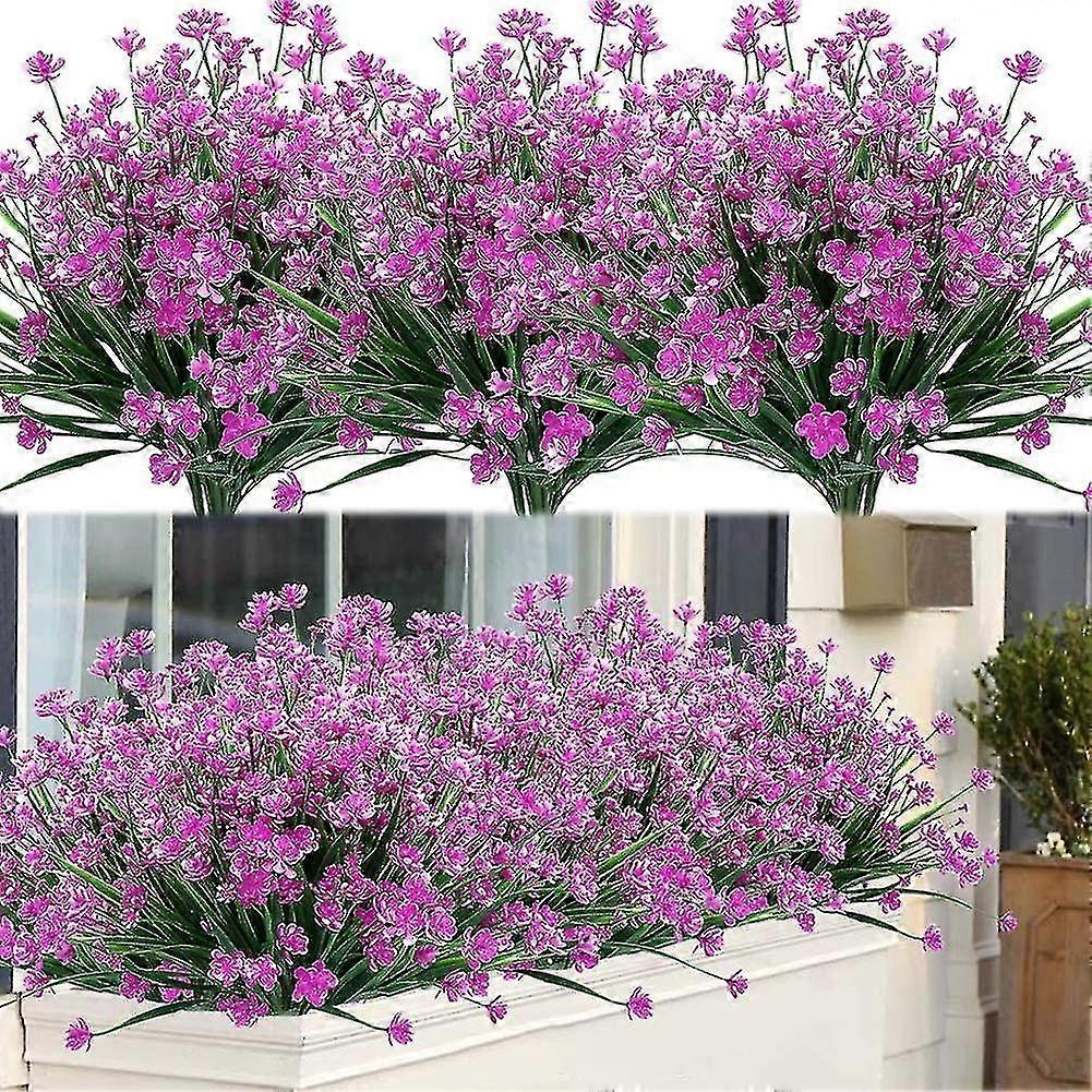8 mazzi di fiori artificiali da esterno, arbusti, piante resistenti ai raggi UV, verde artificiale in plastica