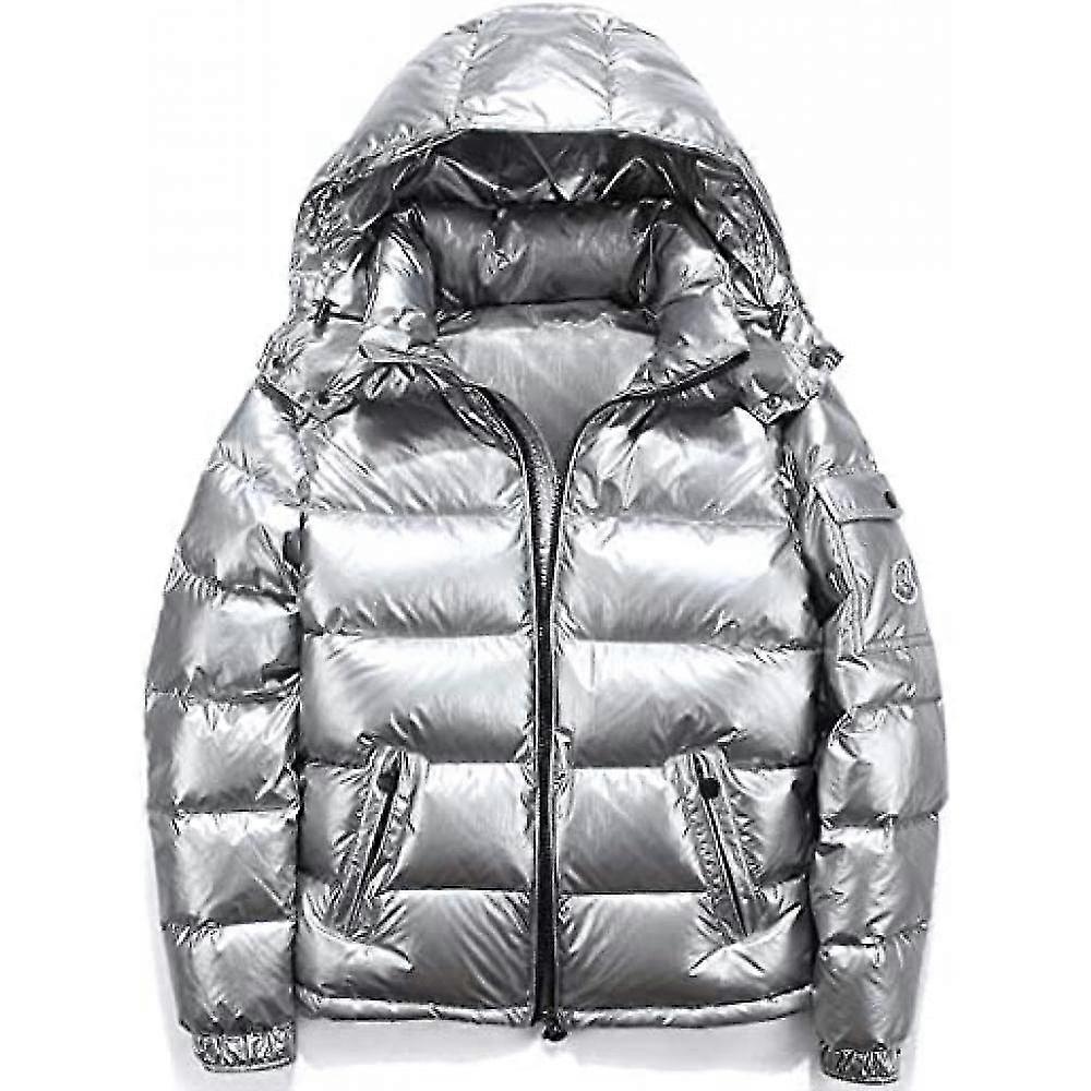 Shiny down jacket men's winter jacket stand-up tie hood down jacket