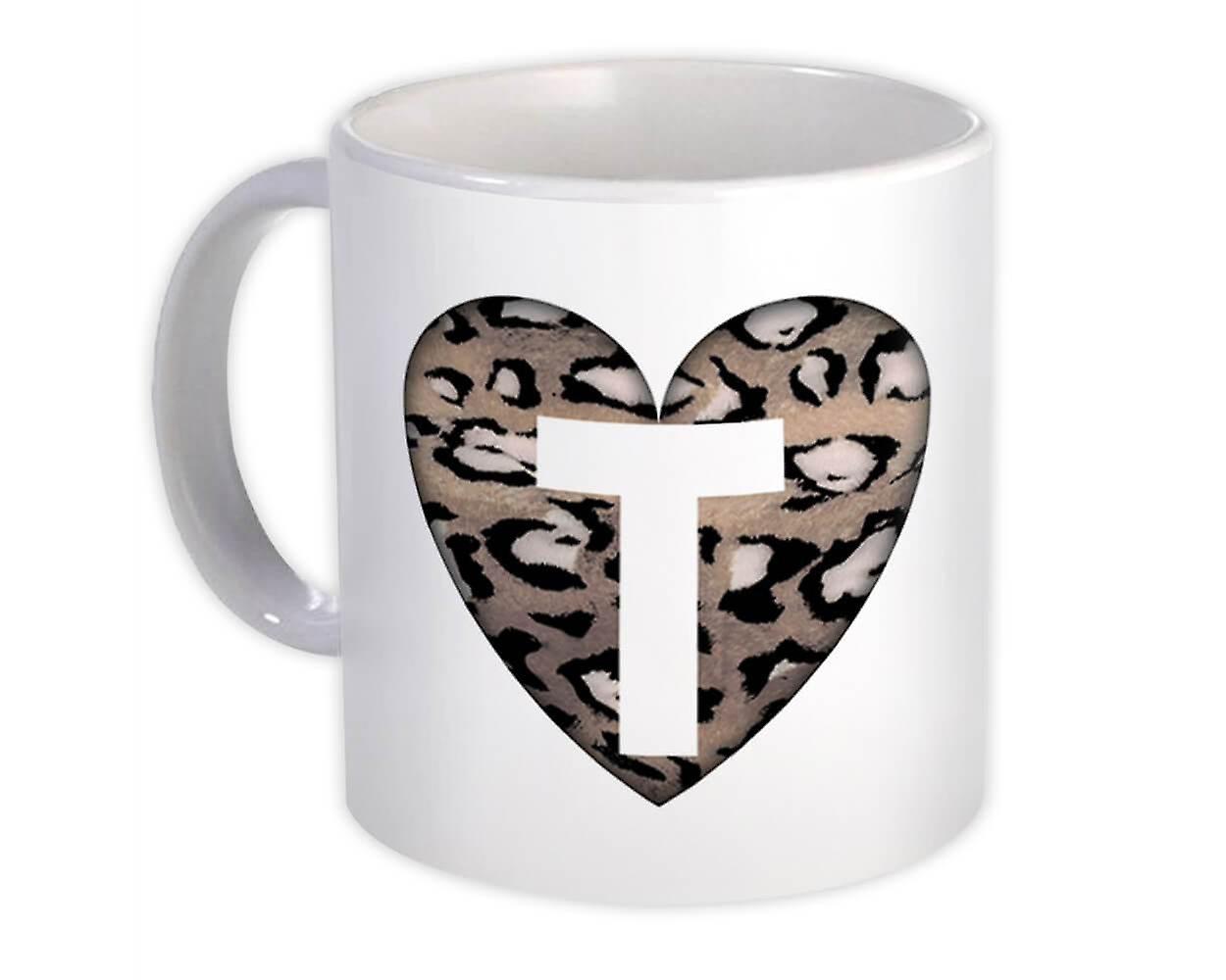 Gift Mug: Monogram Letter T Cheetah
