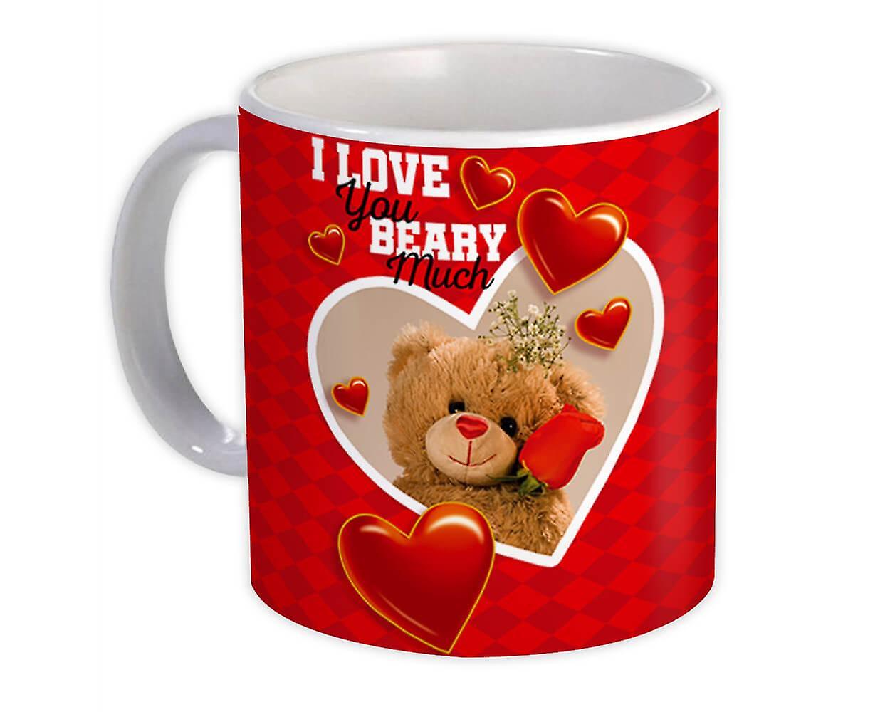 ספל מתנה: לב דובי פרחים ולנטיין