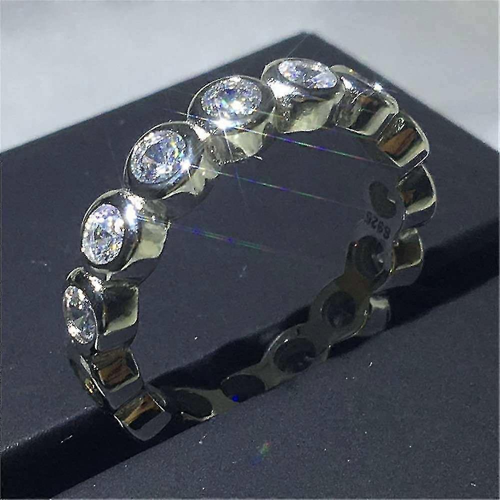 Silver Geometric Round Diamond Ripple Ring - Simple Geometric Round Diamond Ripple Ring