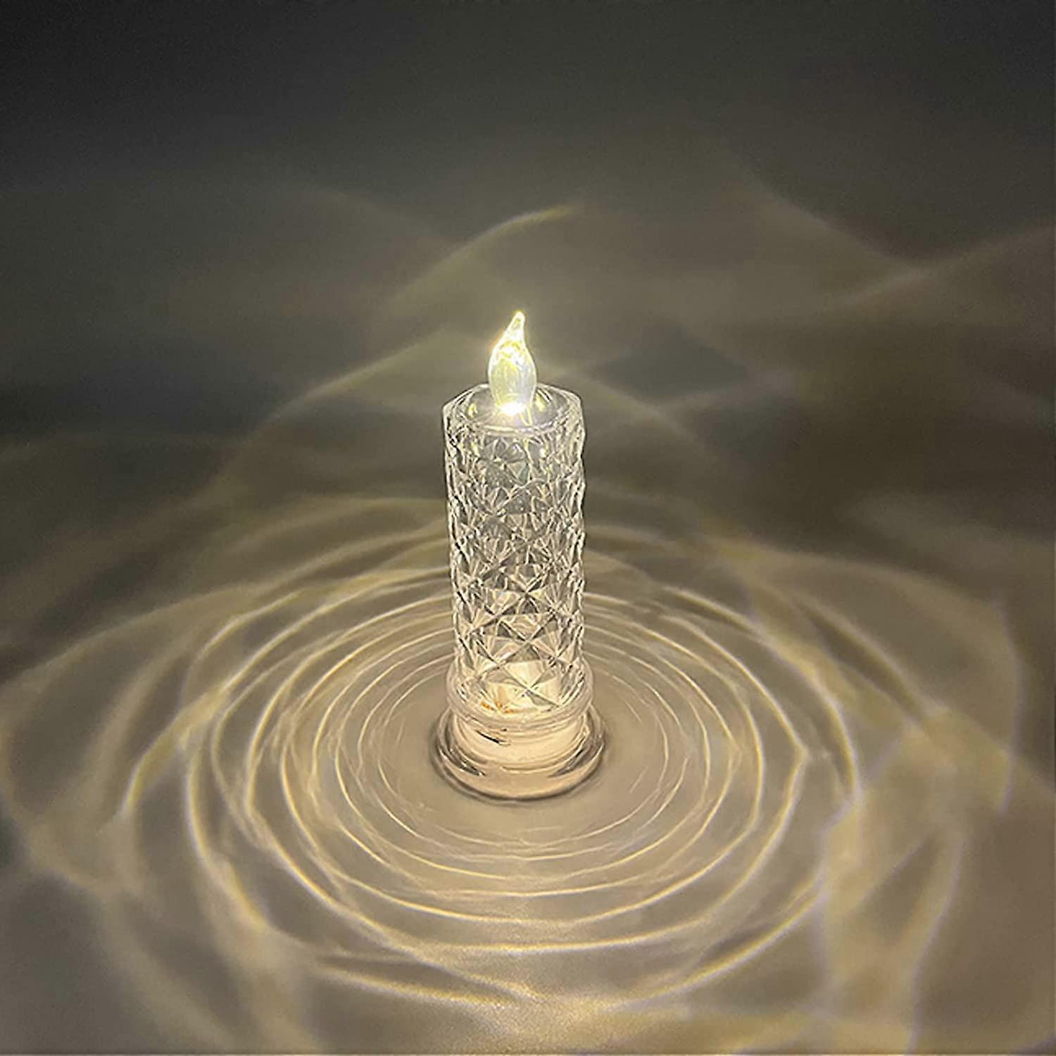 Flameless Candles Light, 4 PCS Rose Projection Pillar Candles Battery Powered, LED Flameless Candles