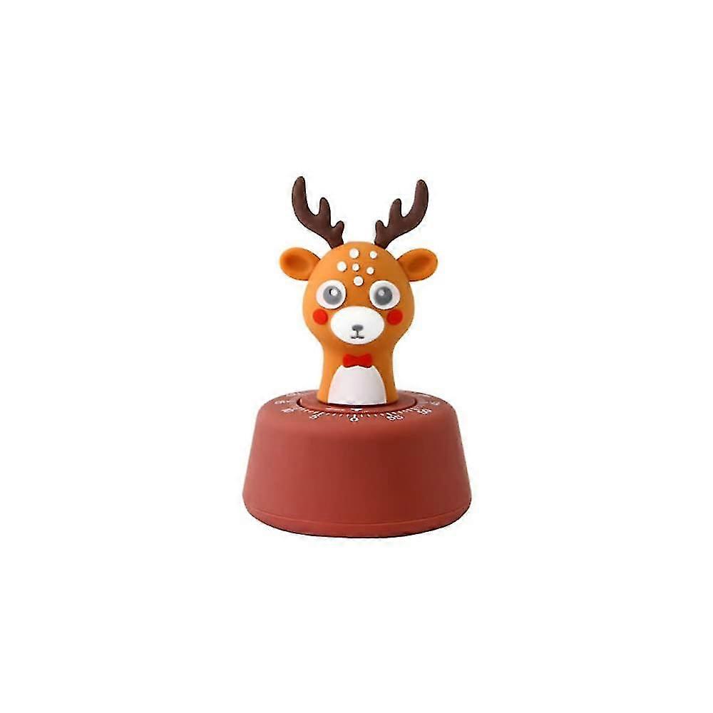 60 Minutes Timer Kitchen Cooking Timer Manual Timer Cute Kids Learning timer (Coffee Color Deer)