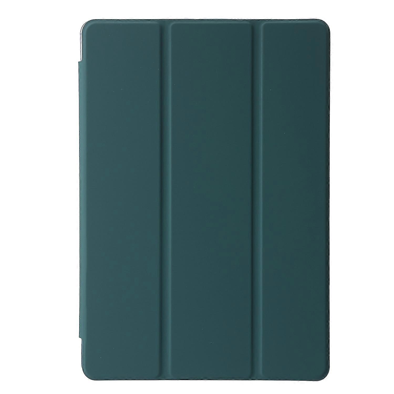 Tablet Case For Lenovo Tab M11 /Xiaoxin Pad 11 2024 Clear Acrylic 3-Fold Leather Tablet Case(Deep Green)