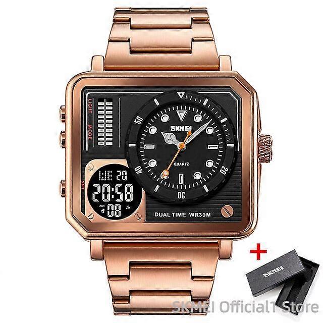 SKMEI 2025 Quadratische Quarz Herrenuhren Vollstahl Licht