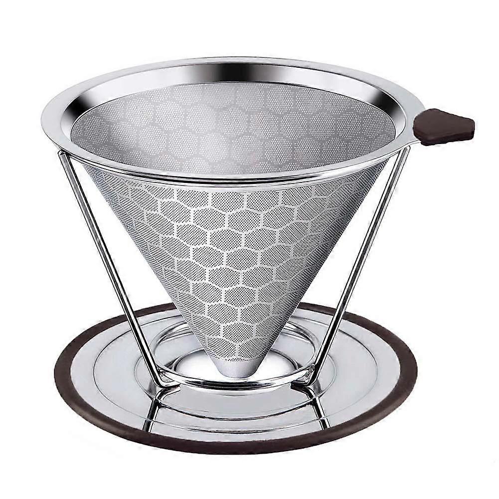 Reusable Coffee Filter Durable Stainless Steel Holder Mesh Funnel Baskets Coffee Filter Pour Over Dripper Strainer Coffee Tool