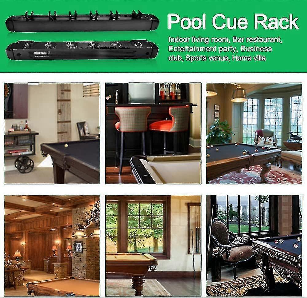 Pool Cue Rack Clips 6 Way Pool Queue Rack Holder Wooden Snooker Cue ...