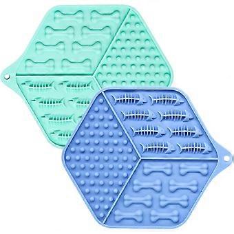 Mats For Dogs, Slow Feeding Licking Mat With Suction Cup (blue Dog Lick Mats + Green Lickimat For Dogs) For Dog Peanut Butter/cat Treats(anti-slip, Fo