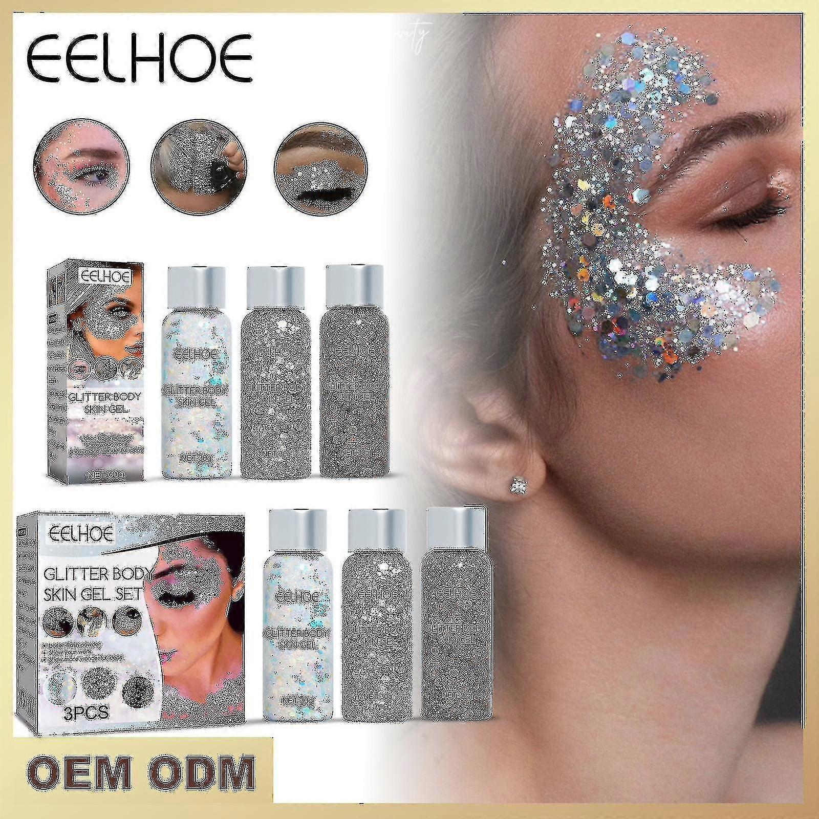 Sequin Gel Set Makeup Fish Scale Sequin Gel Glitter Stage Performance Eyeshadow Makeup Prop White