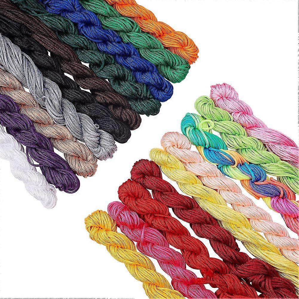 19 Colors 2mm Chinese Knotting Cord, Braided Nylon Kumihimo Macrame Thread Cord Beading String Knot Fringe String Tassel Cord for Macrame Friendship B
