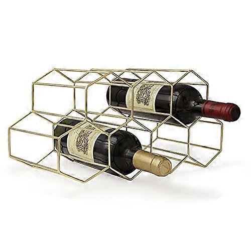 Countertop Wine Rack - 7 Bottle Rack for Wine Storage, Freestanding Wine Rack for Wine Cellar Bar Cabinet, Metal Tabletop Wine Rack with Modern Design
