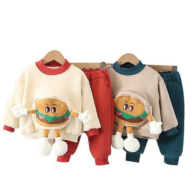 Children's Autumn And Winter Clothing Cartoon Hamburger Padded And Thickened Suit