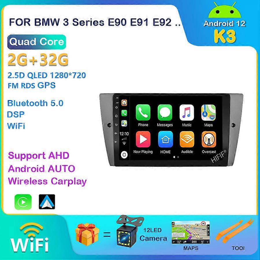 Carplay 4G WIFI Android 13 Car Video Player For BMW 3 Series E90 E91 E92 E93 2005-2012 GPS Navi Stereo 2 din Radio DSP TPMS OBD2