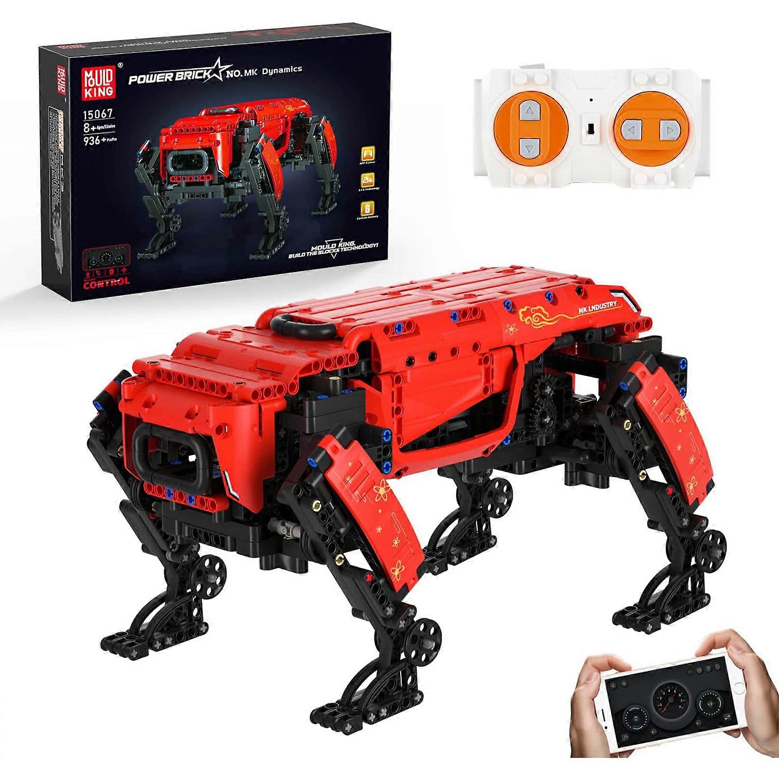 Mould King Robot Dog Building Set with Power Unit, Creative Building Blocks Toy with RC & APP Control, MOC Building Kits for Adults and Kids 8+(936 Pi
