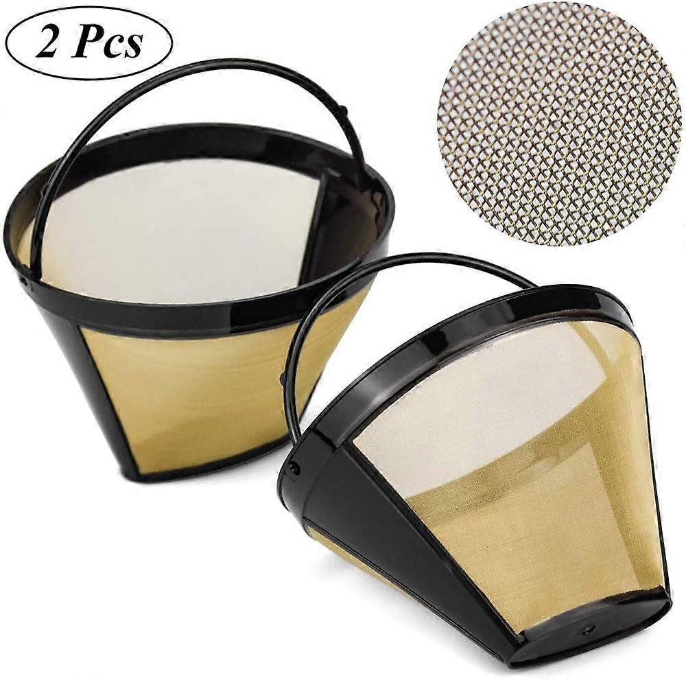 2 Pieces Reusable Coffee Filters Coffee Filter Mesh Permanent Reusable Coffee Filter Stainless Steel Permanent Reusable Fine Net with Handle for Most 