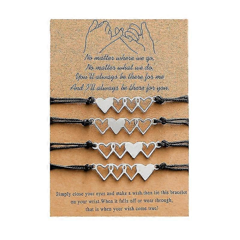 4 قطع أساور مطابقة على شكل قلب لأفضل صديق العائلة النساء الرجال