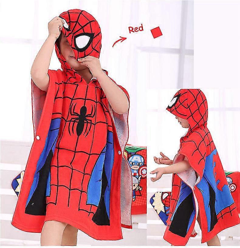 Children Hooded Cotton Cloak Baby Kids Cartoon Swimming Beach Towel Spider-Man Bath Towel