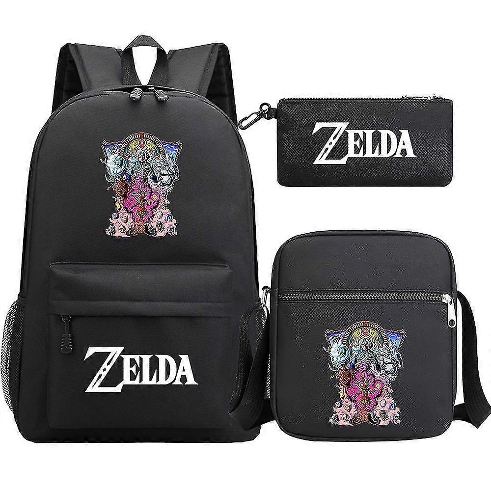 "Kingdom Of Zelda" Tears Print Teini-ikäinen opiskelijakoululaukku Kolmiosainen: miesten ja naisten olkapuku reppu