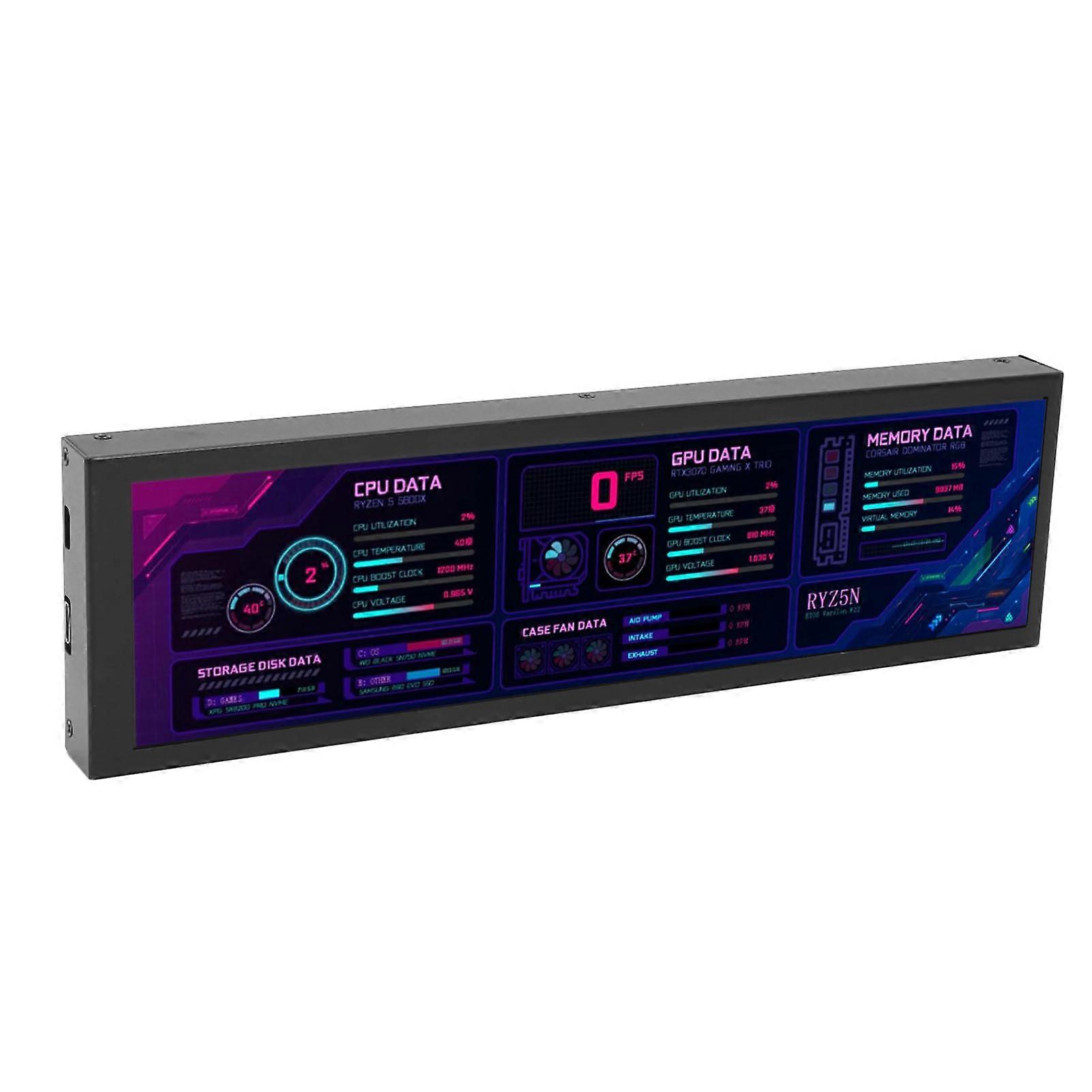 8.8inch IPS LCD Monitor 1920 X 480 CPU GPU SSD Data Temperature Monitor ...