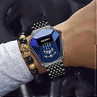 JUEGE* Fashion Men's Cool Large Dial Waterproof Quartz Watch With Steel Strap Set, Ideal choice for