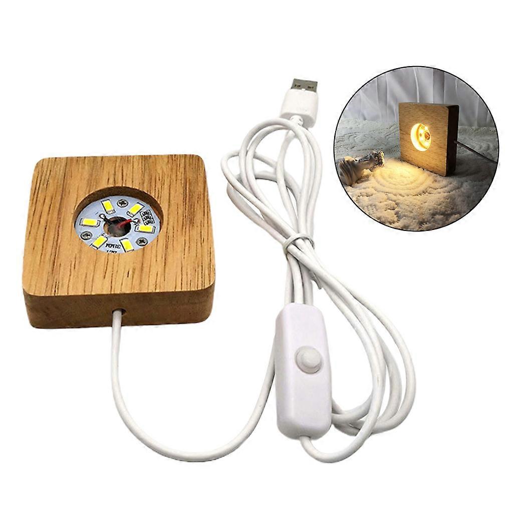 Handmade Square Resin Art Base Wooden Light Base Stand LED Lights Display Base