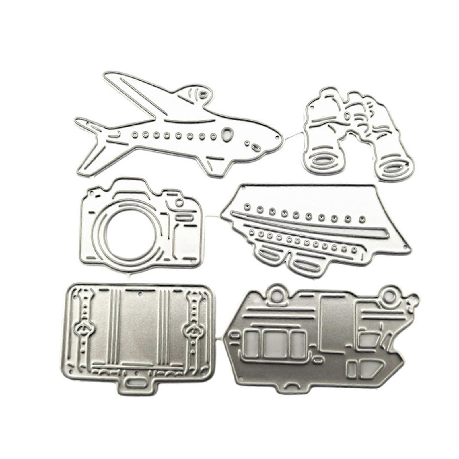  Plane Ship Camera Car Suitcase Metal Cutting Dies Stencil DIY Scrapbooking Embossing Tool Paper Card Album Template Mold