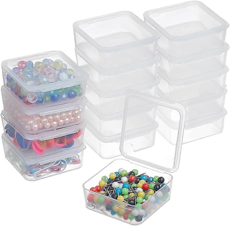 24 Pack Square Frosted Clear Plastic Bead Storage Containers Box Case with Lids for Items Pills Herbs Tiny Bead Jewerlry Findings and Other Small Item