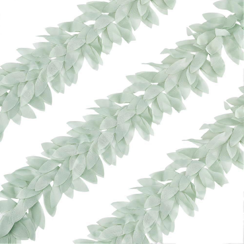 5 Yards 3D Chiffon Leaf Pleated Trim, Leaf Ribbon Lace Trim Polyester Chiffon Leaf Lace Ribbon Edging Trimmings Lace Fabric for DIY Sewing Craft Garme