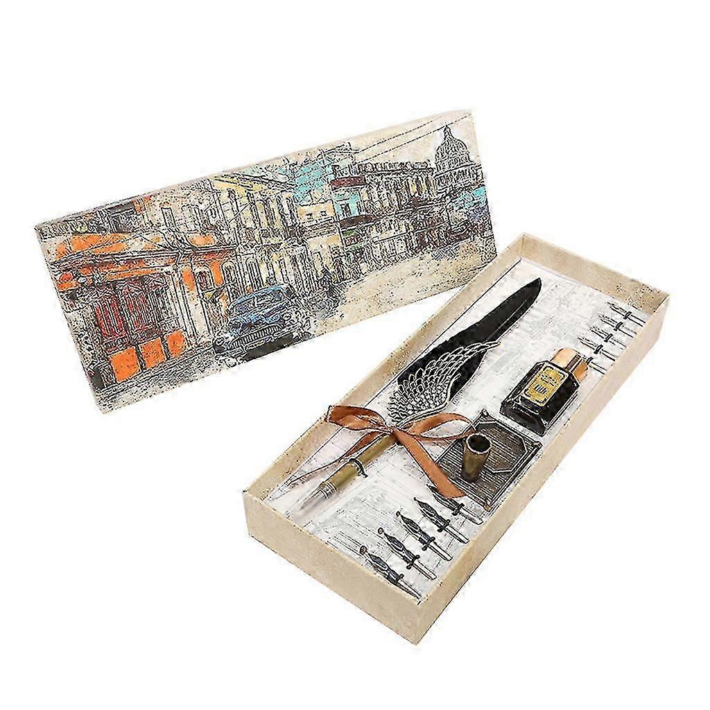 Feather Pen Antique Writing Pen Pen Rod/ink Bottle/10 Pcs Pen Nib/pen Nib Base