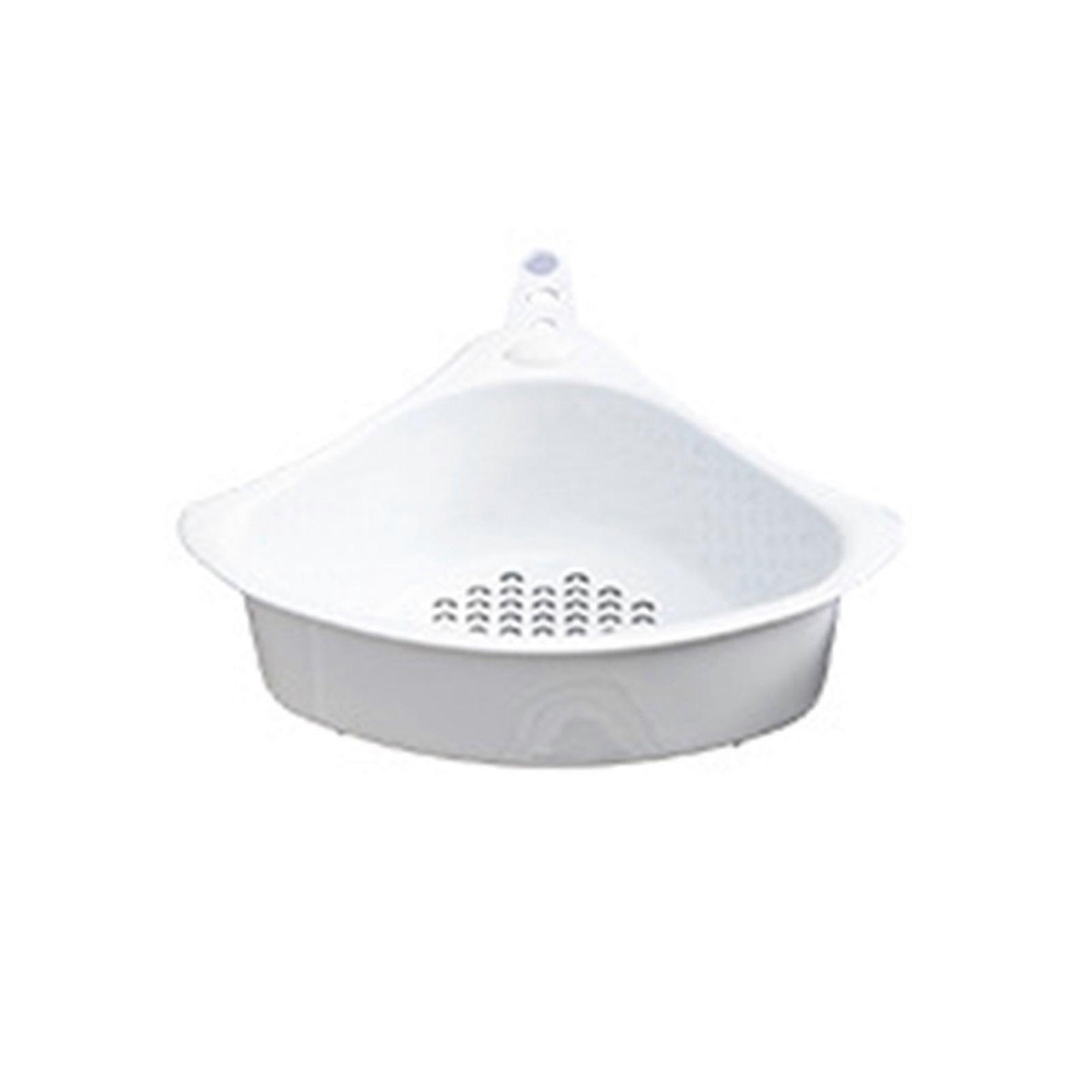 Kitchen Triangular Drain Basket Stable Easy Draining Corner Sink Strainer Basket for KitchenWhite
