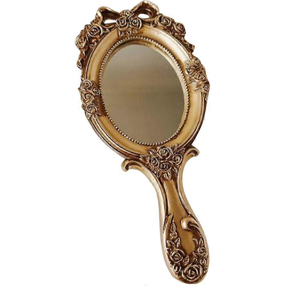 Vintage Hand Mirror with Embossed Pattern Handheld Makeup Mirror Portable Mirror