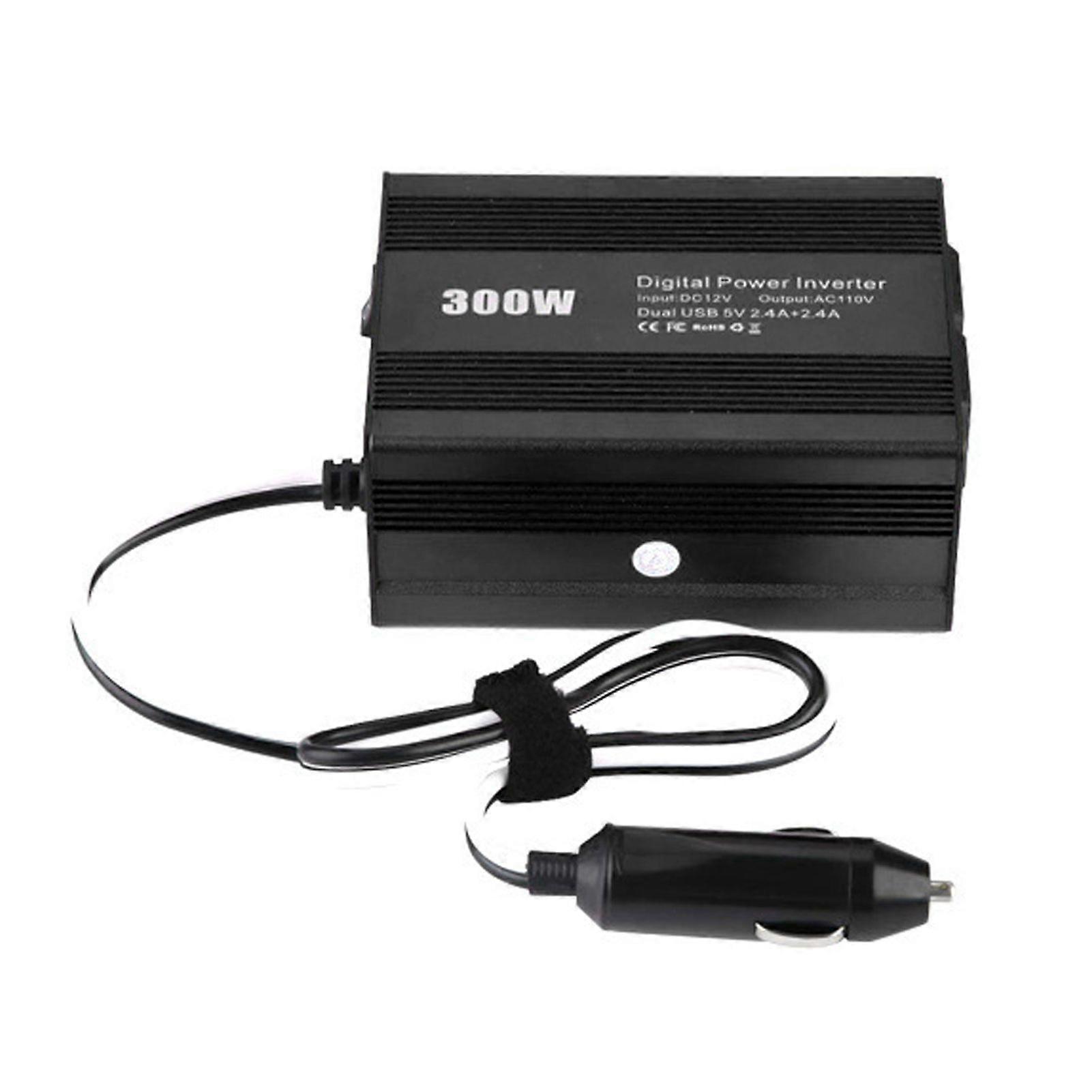 300W Digital Power Inverter Dual~USB~Port DC 12V to AC 110V AC Car Inverter Vehicle Power Converter,Black MK1421