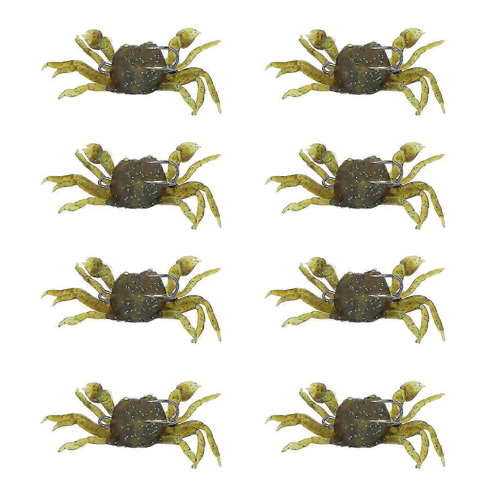 20248Pcs Artificial Crab Bait 13cm 33.5g Simulation Crab Soft Lure Fishing Bait with Hooks for Freshwater Saltwater Green Brown