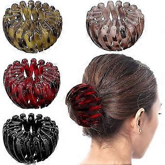 4 Pcs Vintage Geometric Hair Loops Expandable Clip Bird Nest Shaped Hair Tool