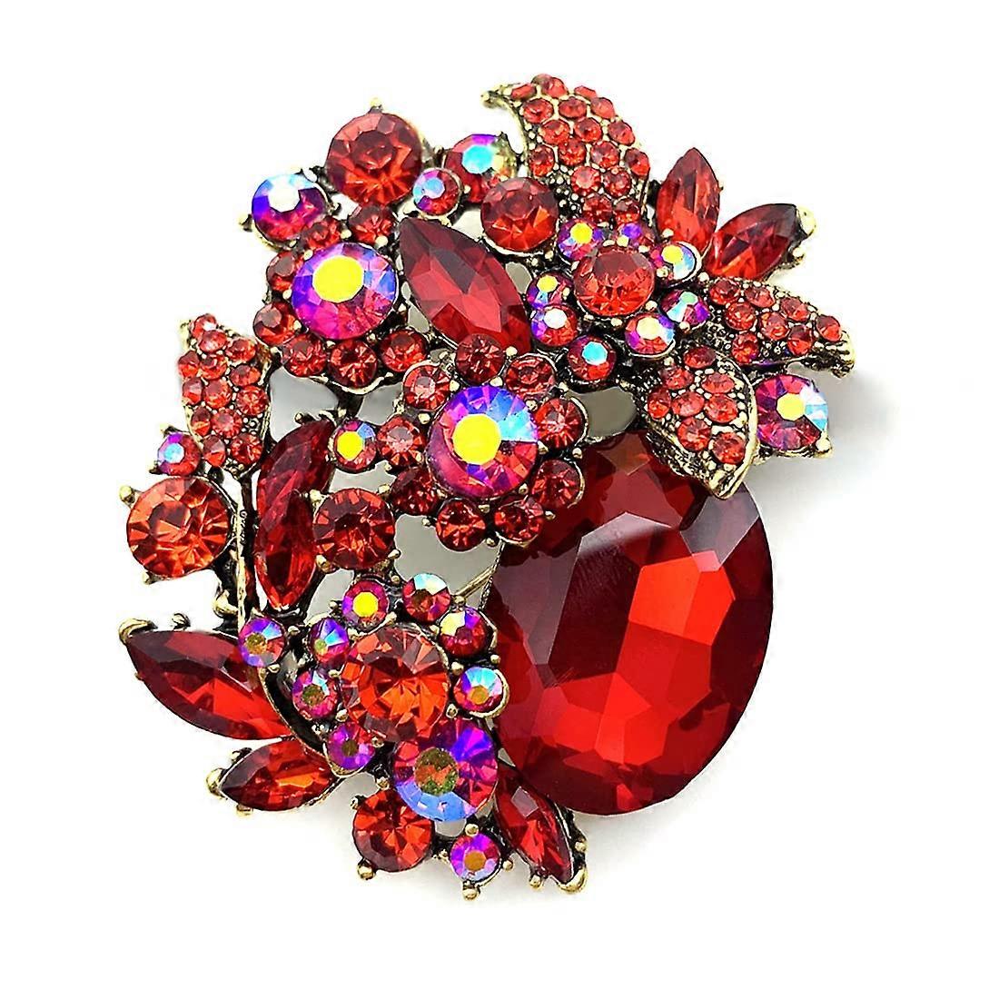 Vintage Crystal Rhinestone Flower Brooch