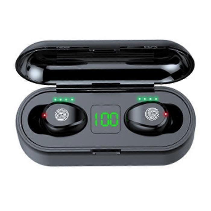 Wireless Earbuds - F9 - Black - In-ear - Touch Controls - Digital Display
