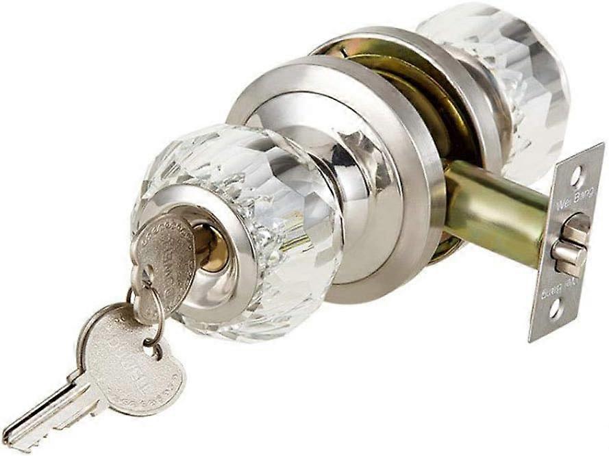 Door Lock with Glass Crystal Button, Keyed Entry for Interior and Outdoor, Bedroom and Kitchen Handle, Durable Material