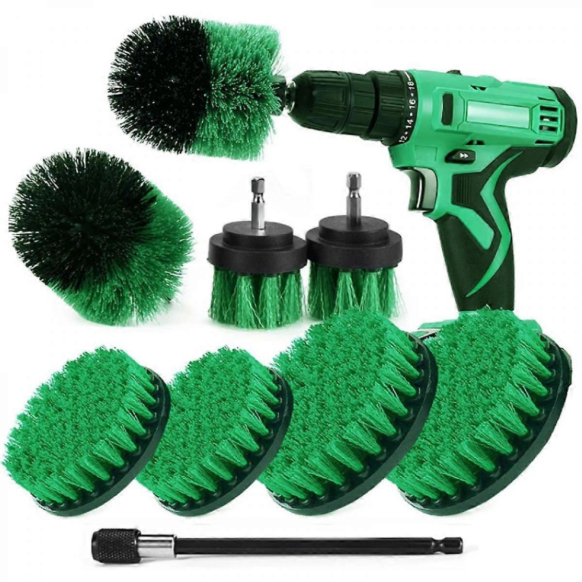 Drill Brush Attachment Set,Power Cleaning Scrub Brush,All Purpose Drill Brushes with Extend Long AttachmentGreen