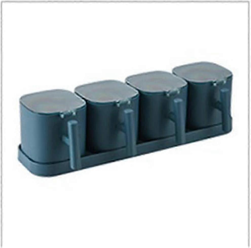 Seasoning Container Seasoning Rack Seasoning Storage Box Seasoning Distributor Set 4 Grids Color : Black