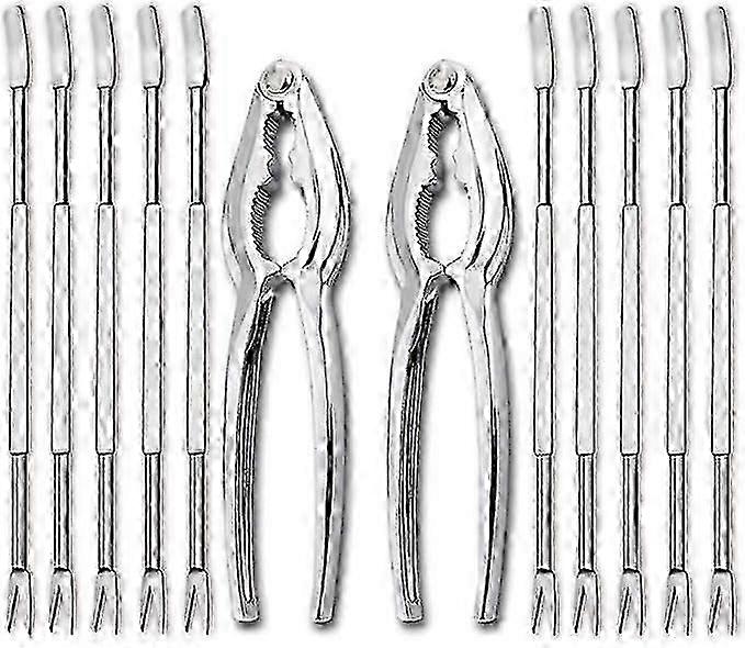 New Models 12 Piece Seafood Tool Set 2 Dragon Shrimp Crab Cookies and 10 Forks