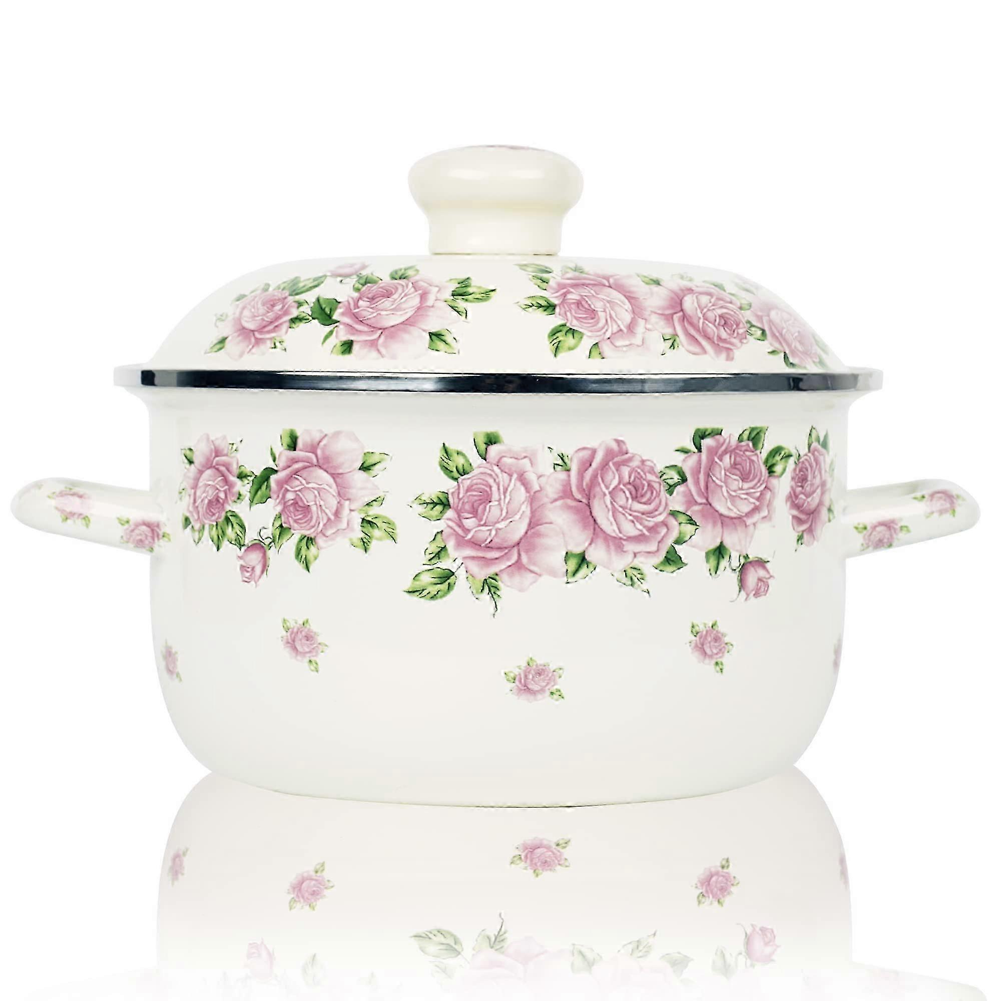 Retro Blume Emaille Suppentopf zum Kochen 3QT