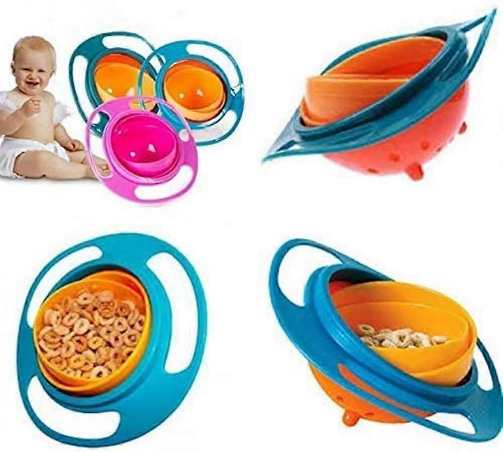 Gyroscopic Rotating Bowl for Kids, 360 Degree Rotation Spill Resistant Design, Fun and Engaging BPA Free Snack Bowl with Lid