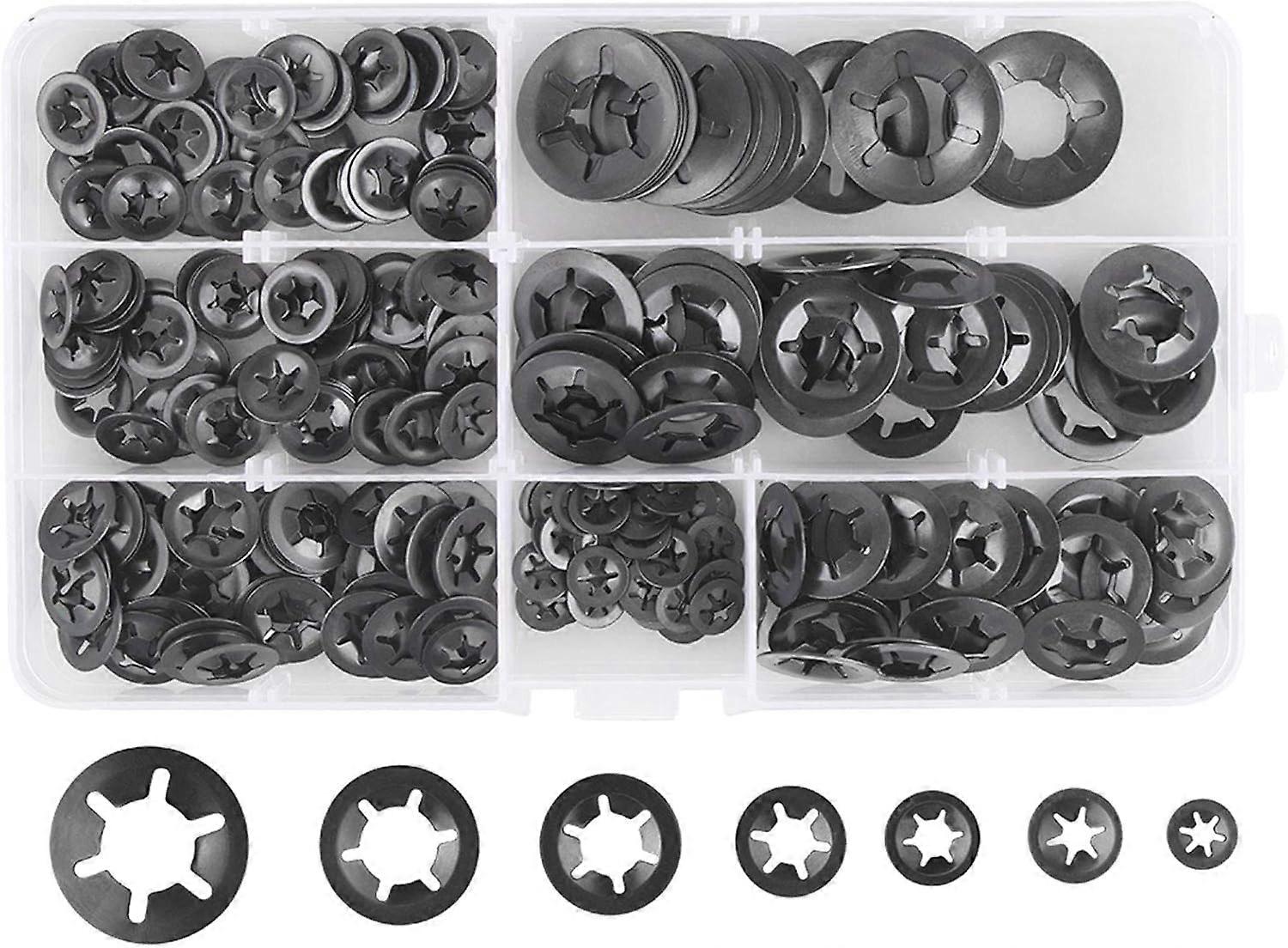 Durable Locking Washers Assortment, Quick Fix Solutions For Your Projects, Crafted From 65Mn Steel With Anti-corrosion Coating, Provides Shock