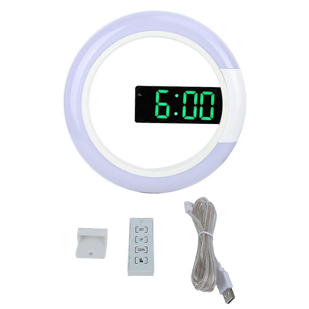 Innovative Modern Style LED Wall Clock Home Decoration with Alarm Temperature Light FunctionGreen
