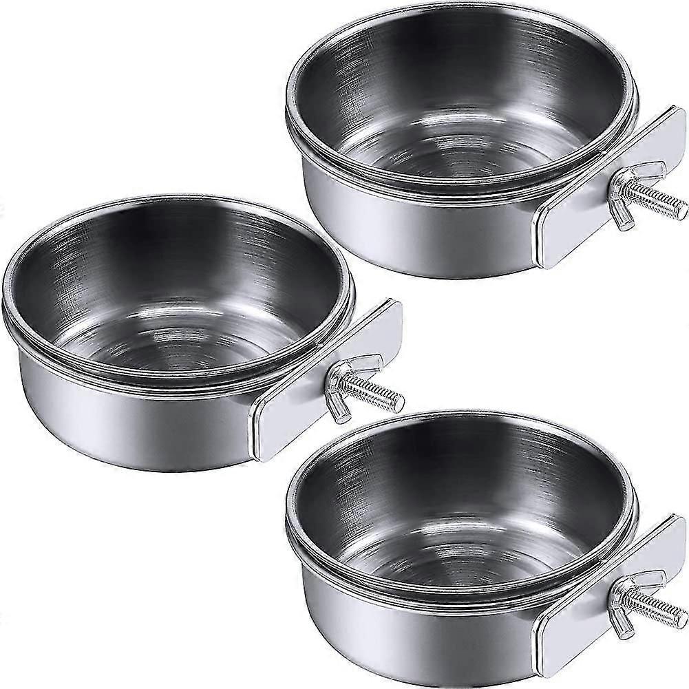 3 قطع الطيور تغذية أطباق أكواب الفولاذ المقاوم للصدأ الببغاء تغذية أكواب قفص الحيوان