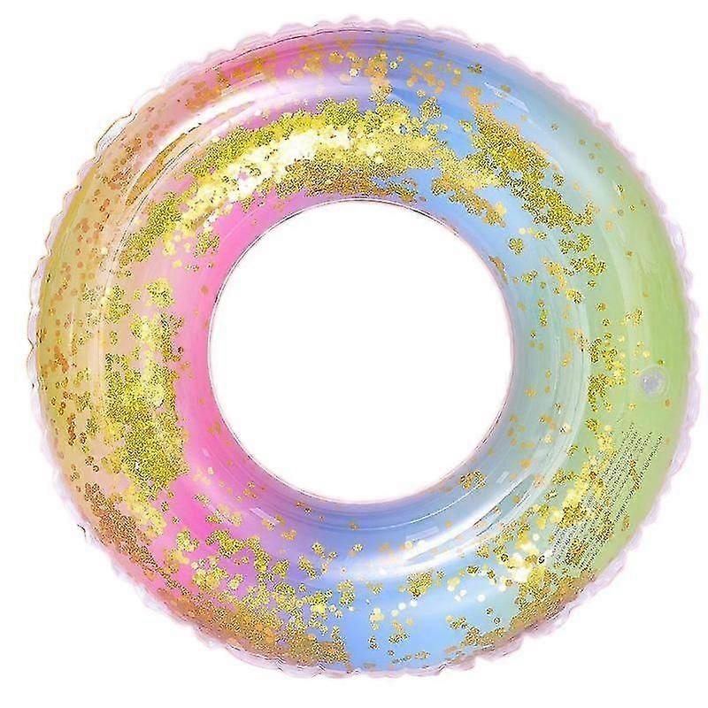 Swimming Ring, Transparent Floating Ring, Rainbow Sequin Swimming Ring Inflatable Pool Float