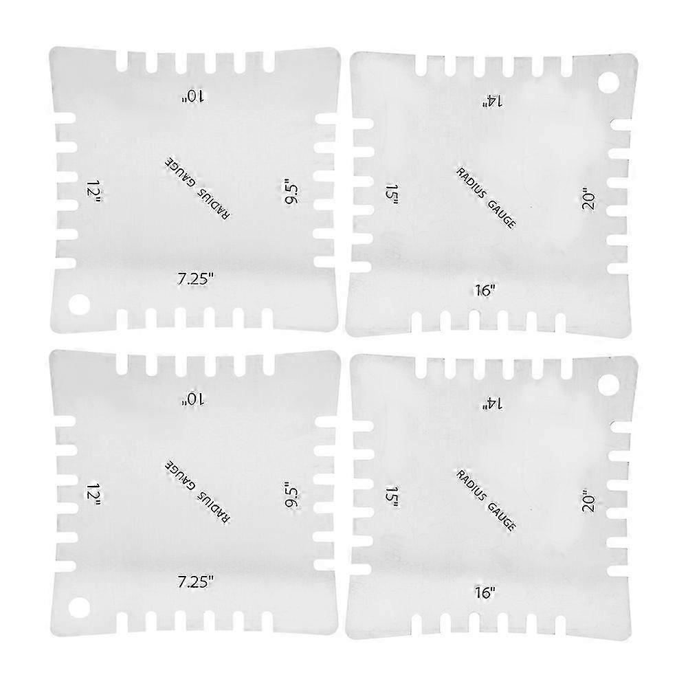 4 stk linjal i rustfritt stål med verktøy for måling av tenner Gitartilbehør Luthier ToolsSilver (4 stk)
