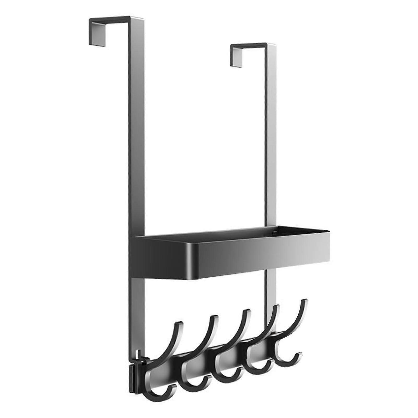 Door Rack Double-Layer Design Strong Load-Bearing Simple Installation Multipurpose Hanger Hook with Storage Shelf