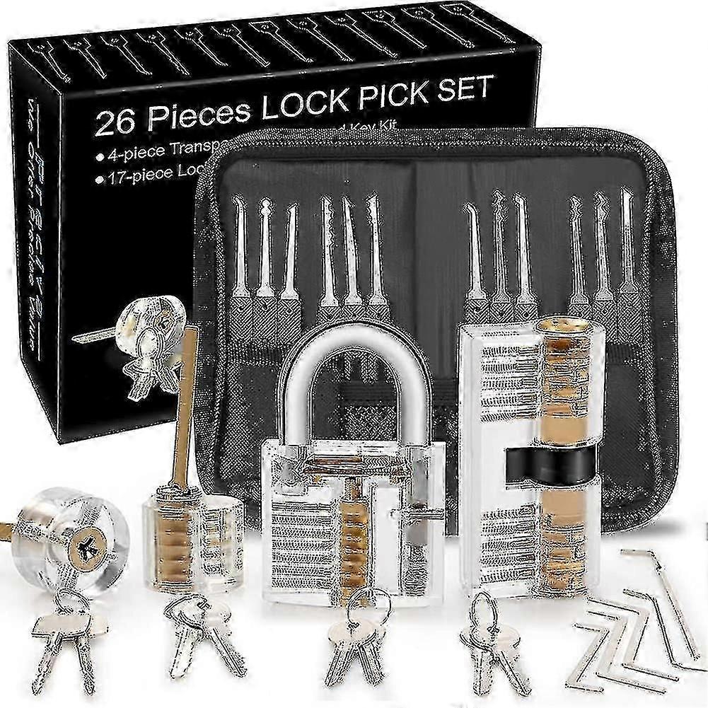 Lock Picking Kit, 25-piece Lock Picking Kit, Practice Tools With 3 Clear Locks